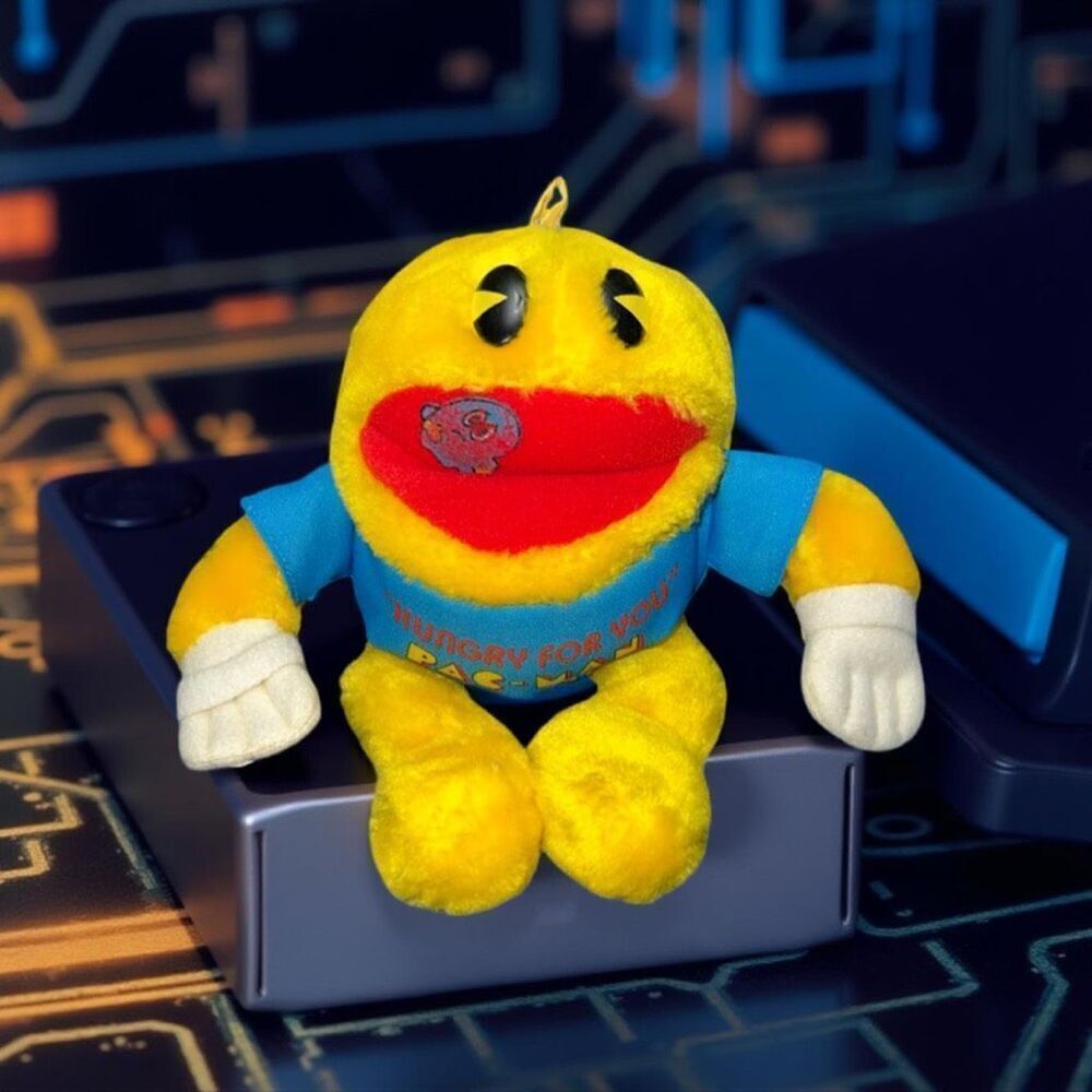 Vintage Pac Man Bean Stuffed “Hungry for You” with Ghost in Mouth Plush 7” P23